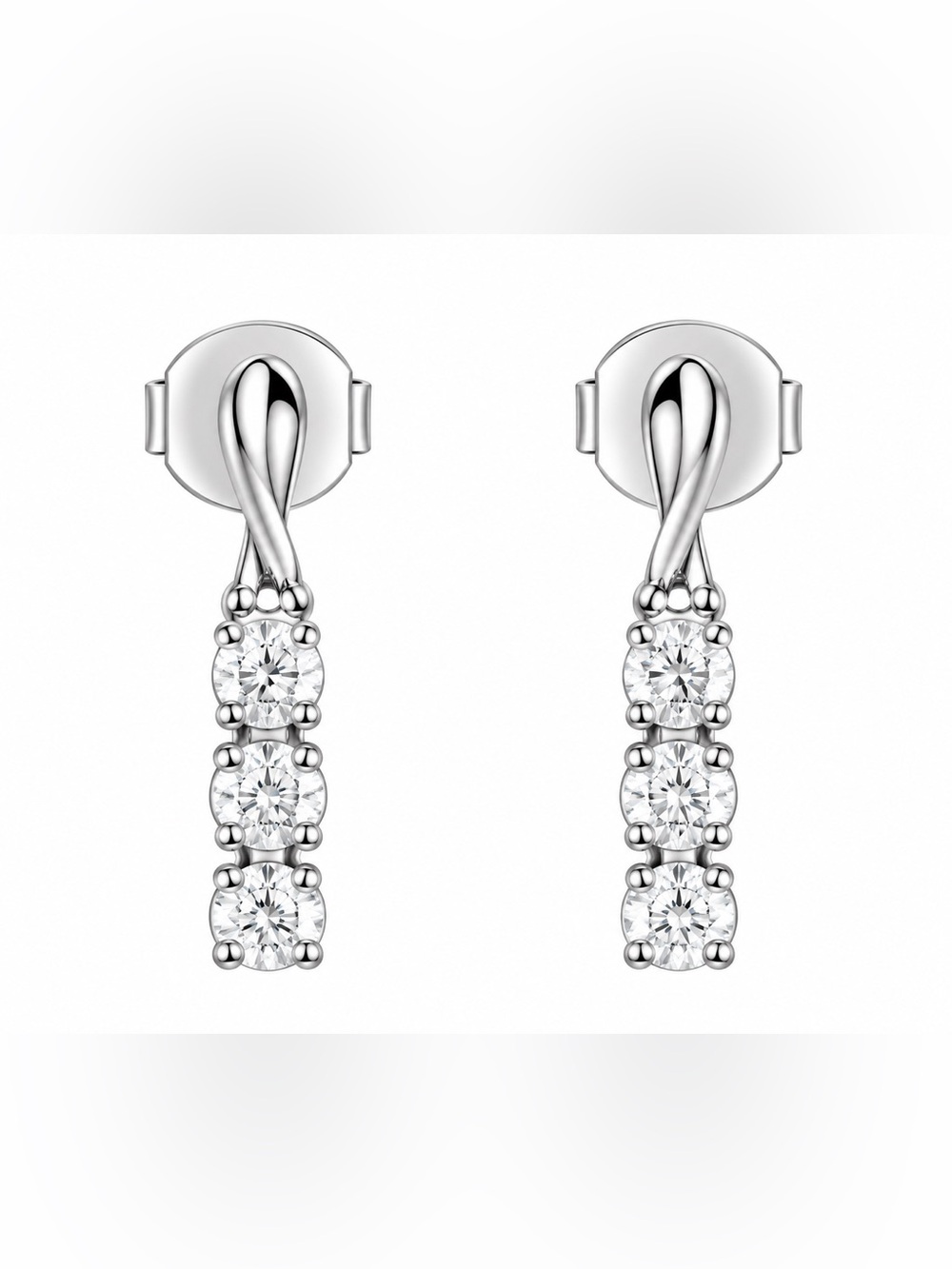 Moissanite Diamond‎ Silver Drop Earrings